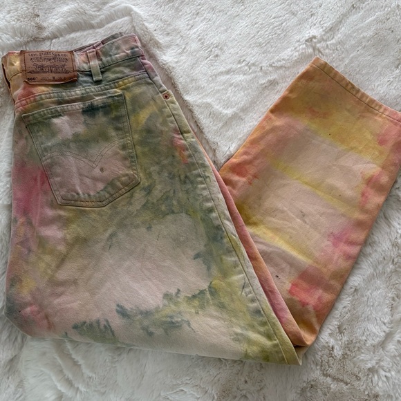 Levi's Women's Tie-Dye Straight Leg Jeans - Pink, Green, Yellow - Picture 9 of 10